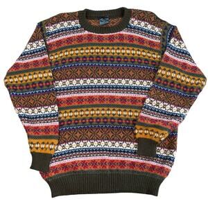 Efrata Global Alpaca Sweater Mens Size Small Multicolor Fair Isle Alpaca Wool